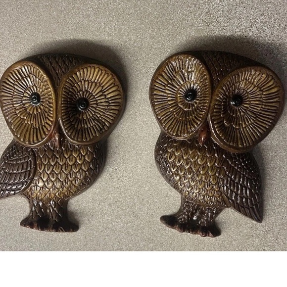 Vintage Brown Owl Wall Decor Set 6in - Picture 2 of 3